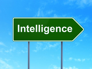 Studying concept: Intelligence on road sign background