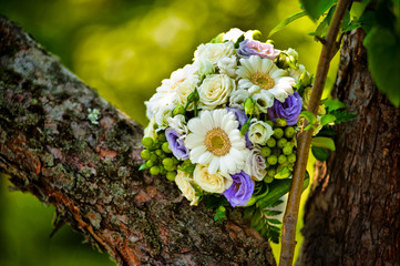 Wedding bouquet of different flowers