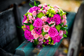 Wedding bouquet of different flowers