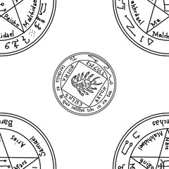Texture with a repetitive pentacle pattern. Occult background. T