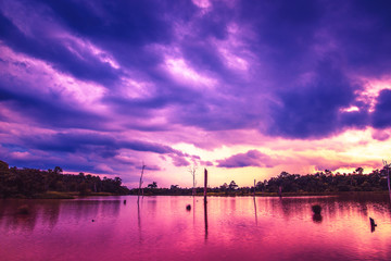 High angle view. Cloud mountain sky. Sunrise, sunset