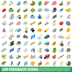Fototapeta premium 100 feedback icons set, isometric 3d style