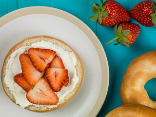 Cream Cheese and Strawberry Bagel