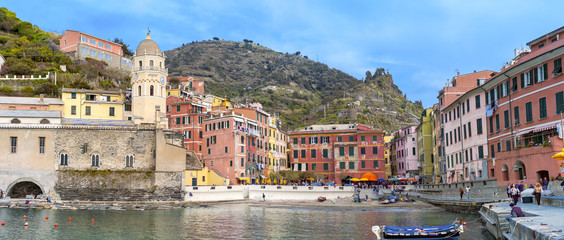 Vernazza, Liguria (Italy) panorama. Color image