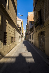 Empty setreet in Gracia district in Barcelona