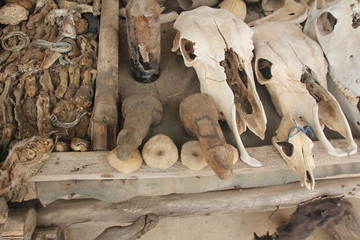Phallus, Bones, Voodoo paraphernalia, Akodessawa Fetish Market, Lomé, Togo / This market is located in Lomé, the capital of Togo in West Africa and is is largest voodoo market in the world. 