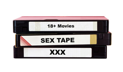 Video tape label with sexy XXX 18+ adult movie sex tape isolated