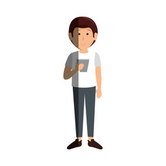 young man with smartphone avatar vector illustration design