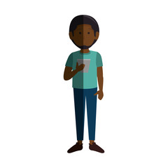 young man with smartphone avatar vector illustration design