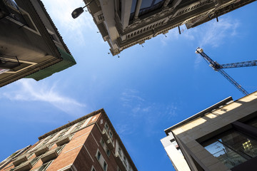 Fototapeta na wymiar Four buildings in Gracia district in Barcelona