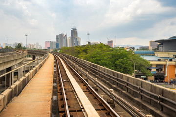Fototapeta na wymiar The public using light rail transit service in Kuala Lumpur