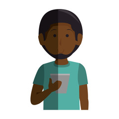 young man with smartphone avatar vector illustration design