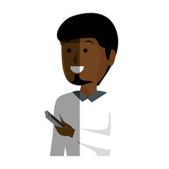 young man with smartphone avatar vector illustration design