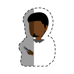 young man with smartphone avatar vector illustration design