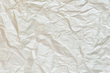 White crumpled paper background and texture, Wrinkled creased paper white abstract