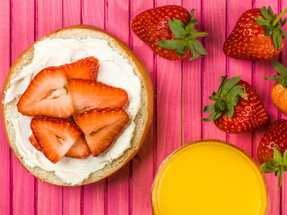Cream Cheese and Strawberry Bagel