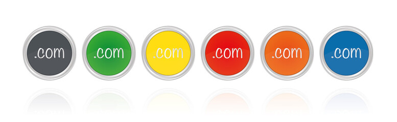 Silberne Buttons, bunt - com Website Domain