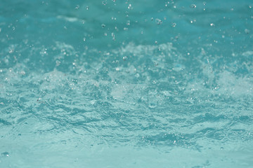 Water drop impact on water surface and splashing