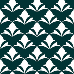 seamless pattern of abstract white shapes with calligraphic smooth lines