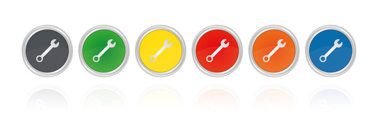 Silberne Buttons, bunt - Schraubenschlüssel Einstellungen