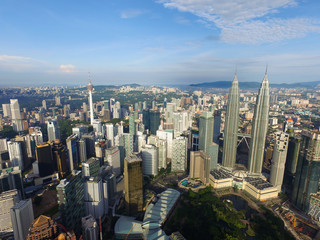 Aerial view of Kuala Lumpur city center Malaysia