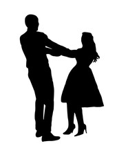 Silhouette wedding bridegroom bride embrace vector