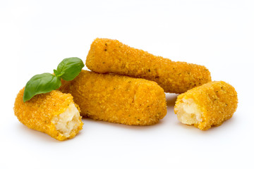 Fish fingers on the white background.