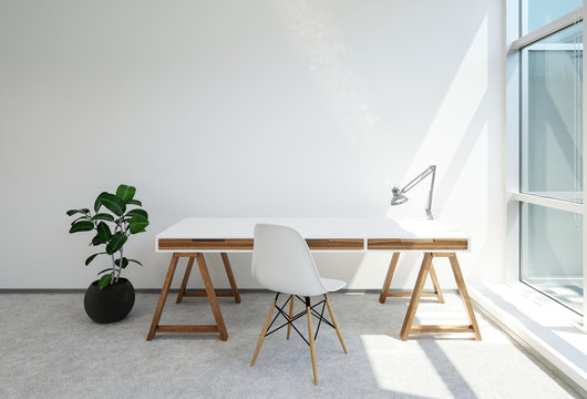 Modern trestle desk or office table
