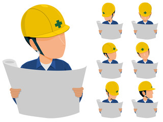 set of engineer is reading drawing icon
