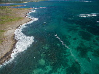 Recif de corail et lagon sur une ile de la Caraibe, Martinique 