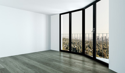 Room corner with high window