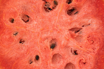 Close-up cross section watermelon for background and texture