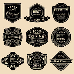 Premium logos set. Best choice emblems. Quality badges. Used for advertising, branding etc.