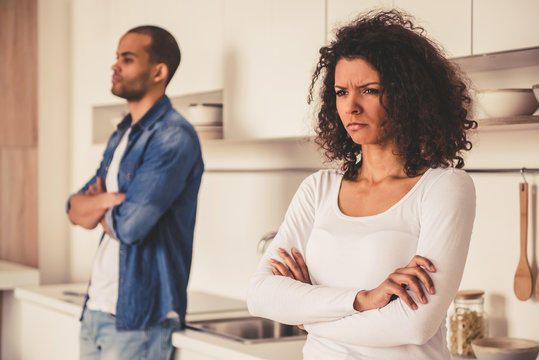 Afro American couple in kitchen
