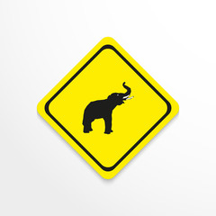 Elephant on a yellow background. Vector icon.