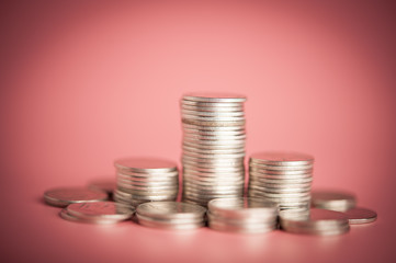 Saving money concept, money coin stack growing business