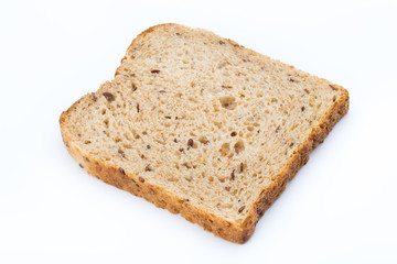 Slices of rye bread isolated on white background.