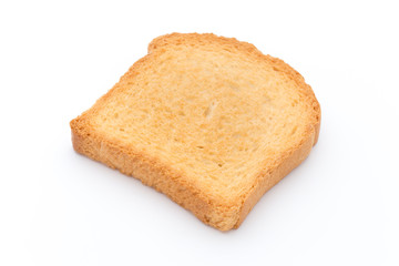 Fototapeta na wymiar Slices of toast bread on wooden table, top view.