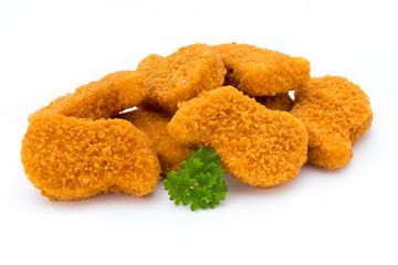Nugget chiken on the white background.