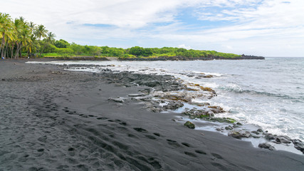 Amazing Punalu'u black sand beach, Big Island, Hawaii © Fominayaphoto