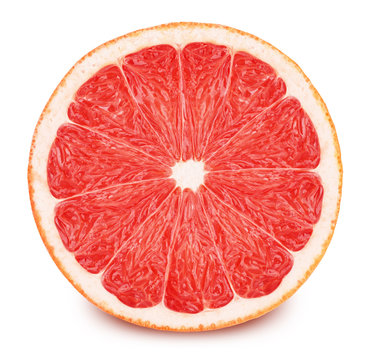 Half of red grapefruit isolated on white