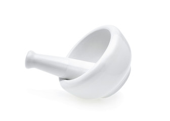 white mortar and pestles isolated on white background