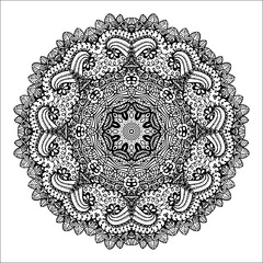 Mandala. Ethnic decorative round element. Hand drawn lacy pattern. Islam, Arabic, Indian, ottoman motifs Boho style