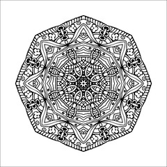 Mandala. Ethnic decorative round element. Hand drawn lacy pattern. Islam, Arabic, Indian, ottoman motifs Boho style
