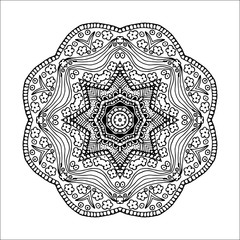 Mandala. Ethnic decorative round element. Hand drawn lacy pattern. Islam, Arabic, Indian, ottoman motifs Boho style