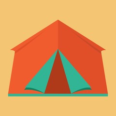 Camping tent flat style illustration.
