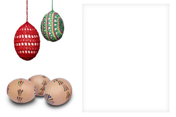 All in one -hung eggs and three hand painted eggs