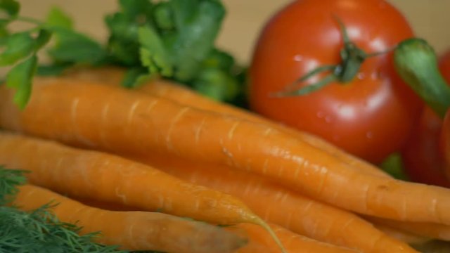 Sliding to fresh vegetables in the kitchen ready to be cooked.
