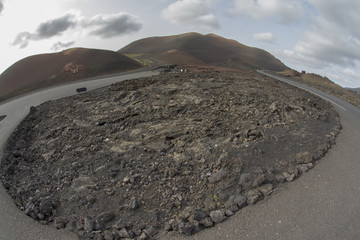 Complesso vulcanologico di Timanfaya nella parte sud-ovest dell'isola di Lanzarote in Spagna. Fa...