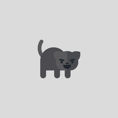 black cat icon flat design